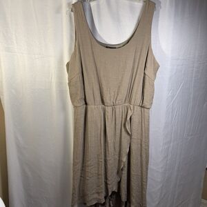 Luxology Women’s Plus Size 24 Sleeveless Tan Midi Dress Casual Boho Flowy
